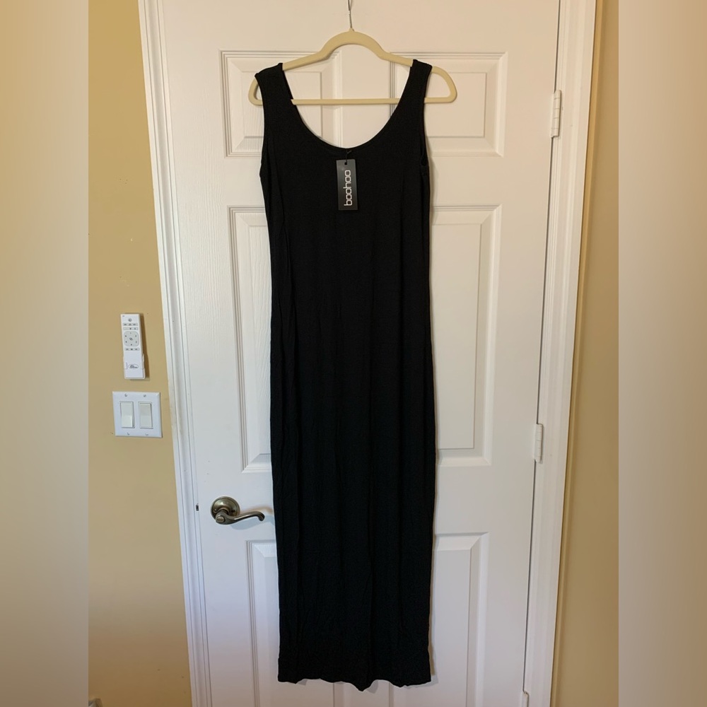 Boohoo Sleeveless Sheath Maxi Little Black Dress Size 10‎ Minimalist Casual